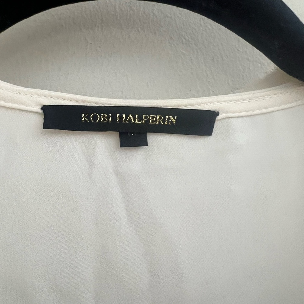 Kobi Halperin Cream 100 % silk Embroidered Blouse - Picture 7 of 11